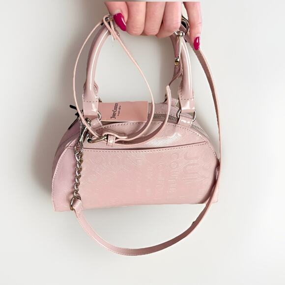 JUICY COUTURE PINK Convertible SATCHEL BOWLER XBODY Rhinestone Silver BOWS Y2K - Picture 10 of 16